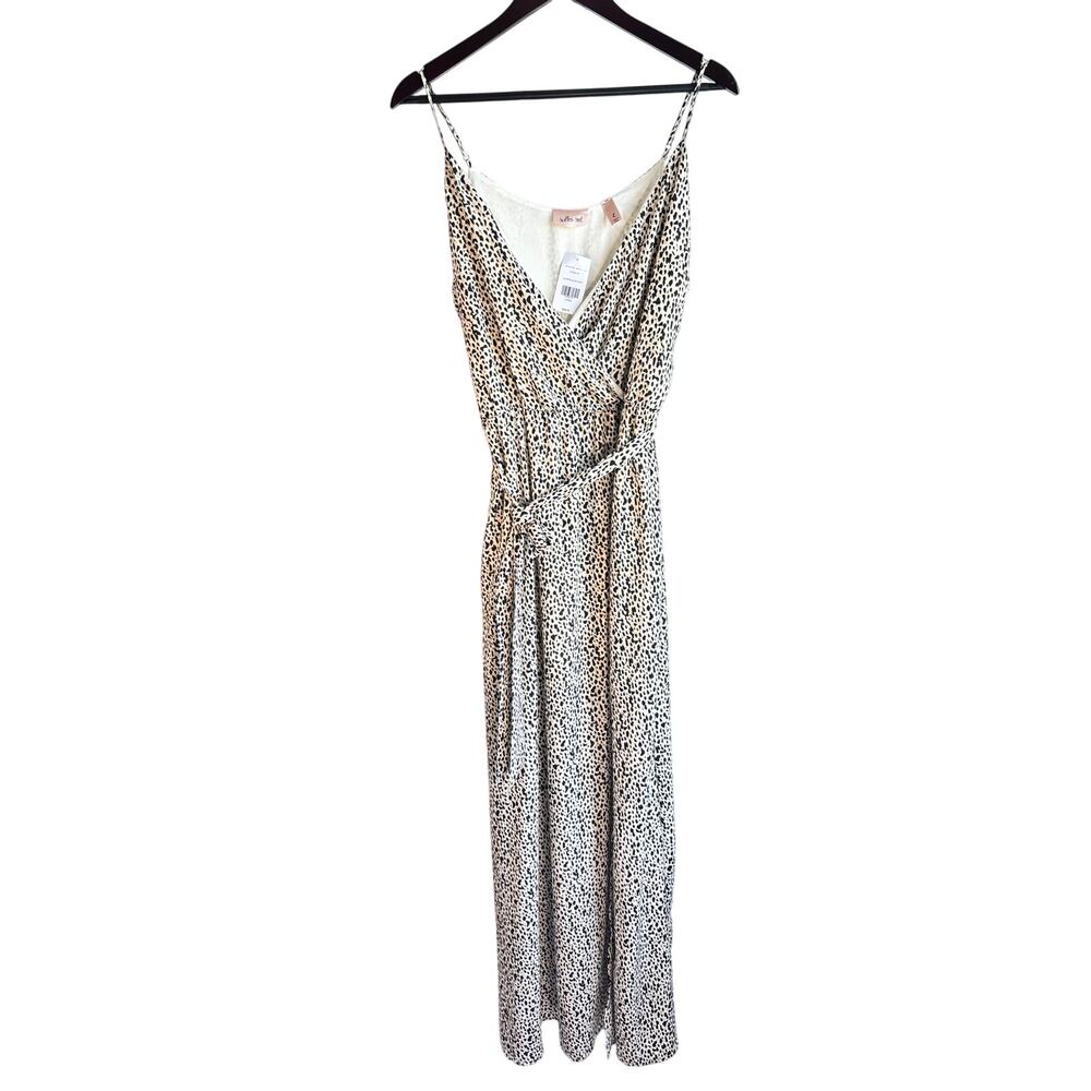 NWT Willow & Root Leopard Print Wrap Maxi Dress Large Boho Animal - Picture 2 of 5